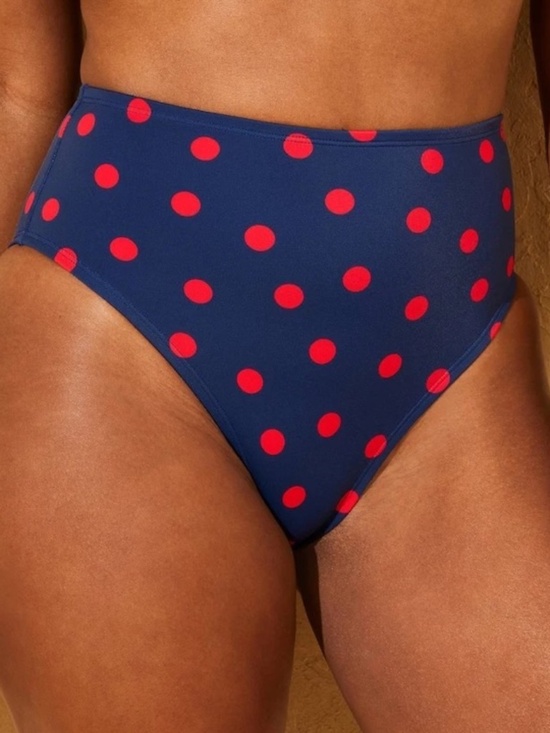 Shade & Shore Other - Shade & Shore Womens Medium High Waist Cheeky Bikini Bottoms Blue Red Polka Dot